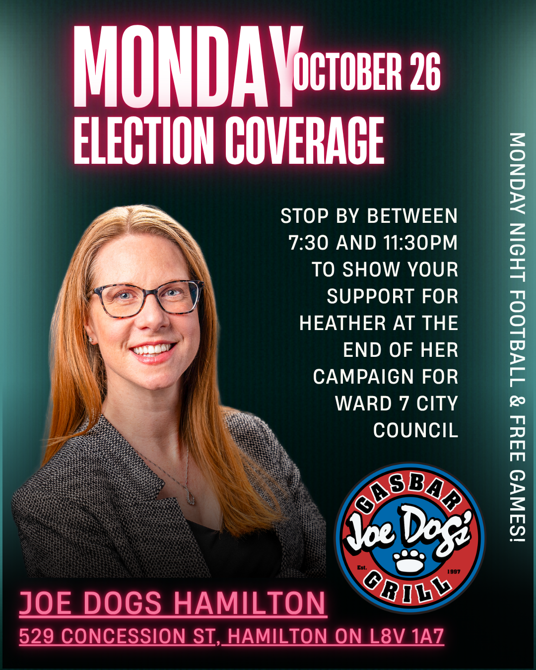 Election Watch Party at Joe Dogs Hamilton on Concession Street